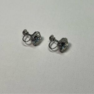 Vintage Silver Tone Rhinestone Screwback Earrings